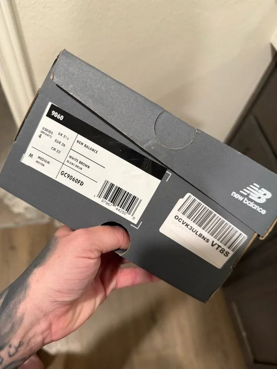 New Balance 9060 Women's White and Gold Chunky Athletic Sneakers - Picture 2 of 3